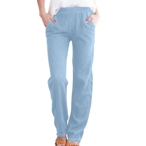 Women's Light Blue Lounge Pants Cotton Blend XL