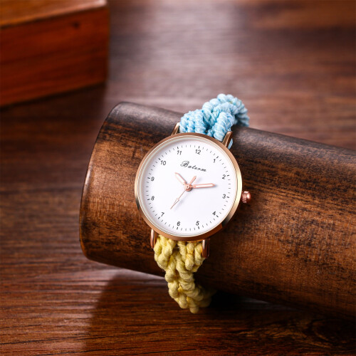 Women's Braided Elastic Quartz Watch with Stretchy 1