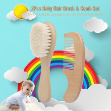 Baby Hair Brush Comb Set Wooden Gentle Detangling Scalp