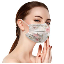 Floral Disposable Face Masks 3-Ply with Nose Wire 50 Pack