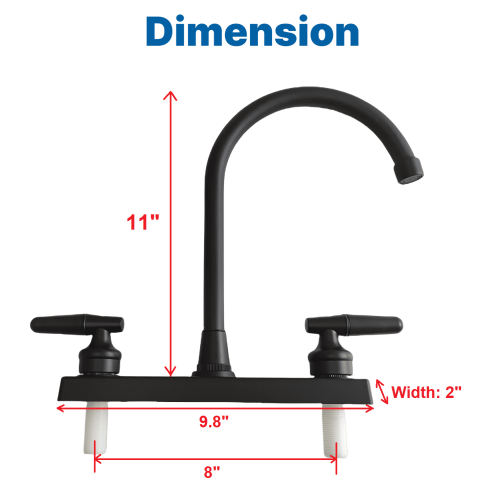 RV Kitchen Faucet Double Handle High Arc Swivel 2-Hole 1