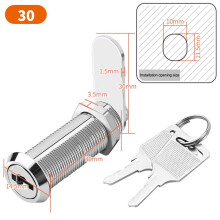 Zinc Alloy Cam Lock for Cabinets and Drawers with 2 Keys