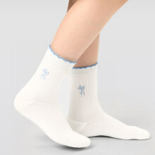 Girls Knee High Socks with Bow and Lace Cuffs