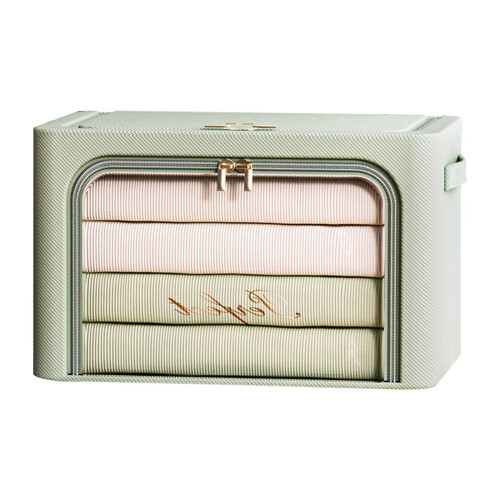 Foldable Fabric Storage Box 24L Green Gray Beige 1