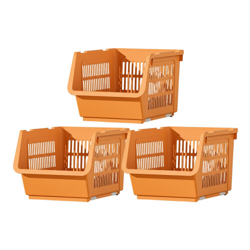 Stackable Storage Baskets with Wheels and Drainage 3-Piece 2