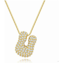 Bubble Letter Necklace 18K Gold Plated Initial Pendant