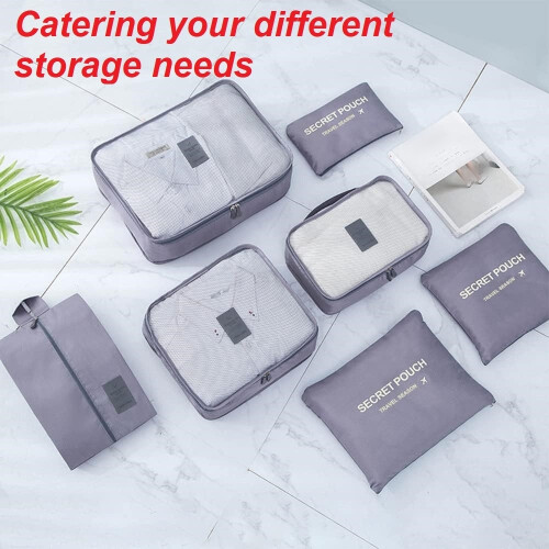 Travel Packing Cubes Set Gray 7-Piece 1