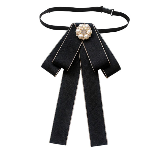 Pre-Tied Bow Tie for Women Solid Black 7.4 x 4.3 Inch 1