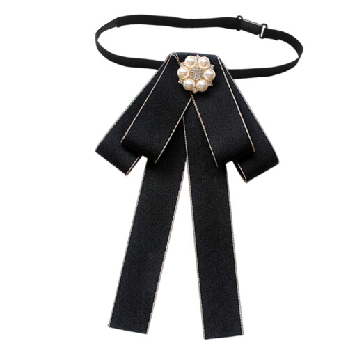 Pre-Tied Bow Tie for Women Solid Black 7.4 x 4.3 Inch 2