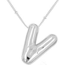 Bubble Letter Necklace 18K Gold Plated Initial Pendant