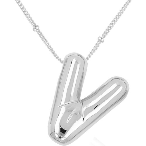 Bubble Letter Necklace 18K Gold Plated Initial Pendant