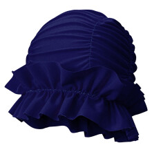 Women's Elastic Ruffle Swim Cap Navy Blue