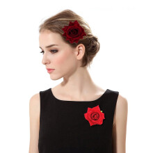 Red Rose Flower Hair Clip Comb 1pc