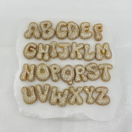 Bubble Letter Necklace 18K Gold Plated Initial Pendant 1