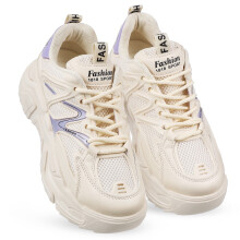 Women's Chunky Walking Shoes Beige Round Toe 1 Pair