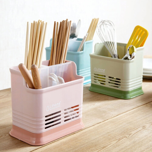 Limei plastic utensil holder with 4 compartments and 2