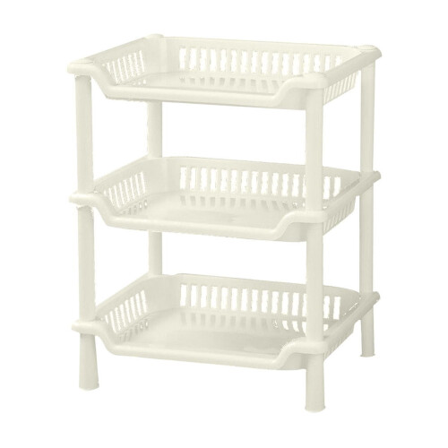 Plastic Storage Rack White 3-Tier Rectangular 1