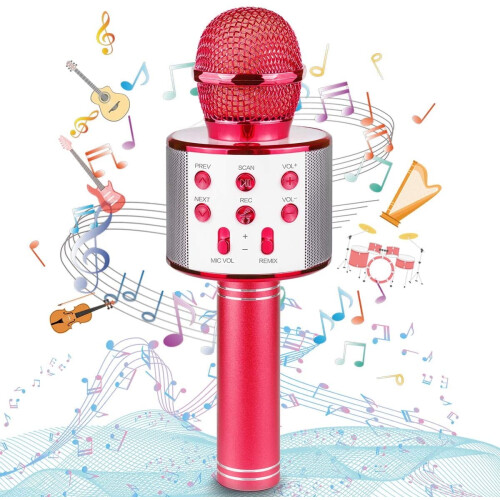 Bluetooth Karaoke Microphone for Kids Rose Gold