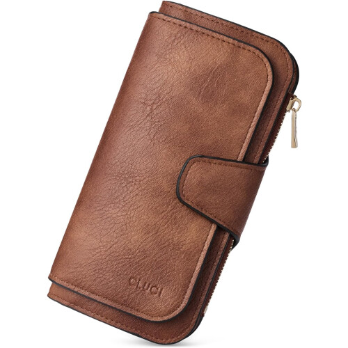 Women's PU Leather Trifold Wallet with RFID Protection 14+