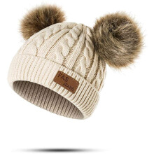Woolen Beanie Hat for Toddlers 1-3 Years Old Beige