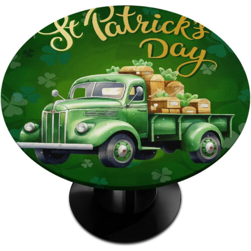St. Patrick's Day Round Tablecloth Elastic Edge 40-44 Inch
