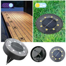 Solar Ground Lights Outdoor Disk 8 LED IP68 Waterproof