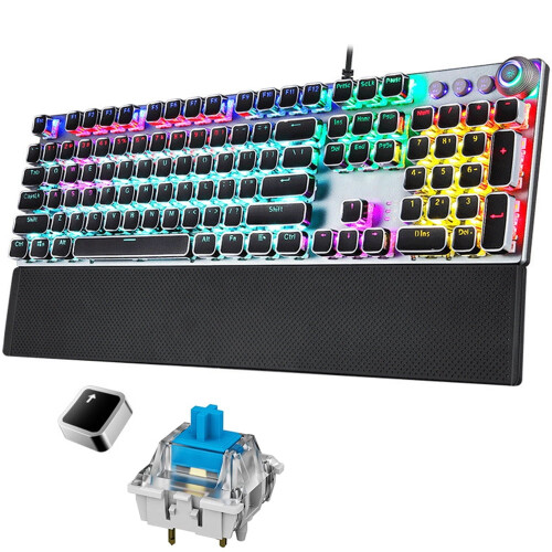 Mechanical Gaming Keyboard Punk Style RGB Backlit 104 Keys