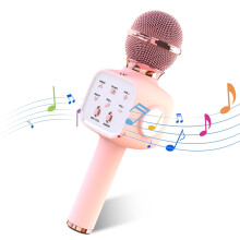 Wireless Karaoke Microphone with LED Lights Gold