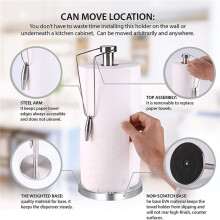 3X Paper Towel Holder Stand with Base for Kitchen,Stainless Steel Paper Towel Dispenser,Prevent Paper Rolls From Falling