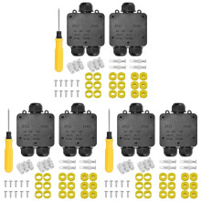 6x Vattentät Kopplingsdosa IP68 Utomhusgland Elektrisk Kopplingsdosa med 3 Kablar för 4-15 mm Diameter Kabel
