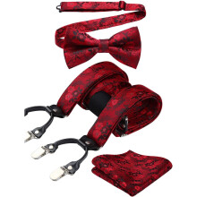Paisley Floral Suspenders for Men Y-Back with Strong Clips