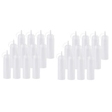 24 Pack 8 Oz Squeeze Squirt Condiment Bottles with Twist Cap Lids for Sauce, Ketchup, BBQ, Dressing, Paint