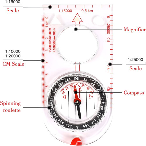 Compass with Navigation Map and Ruler
