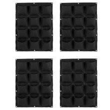 4X Jardín Jardinera Vertical Multi Bolsillo Montaje En Pared Bolsa de Cultivo de Fieltro Maceta de Interior / Exterior, 12 Bolsillos, Negra