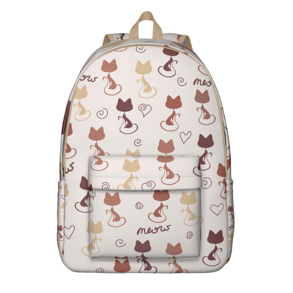 Cat Print Backpack For Students Waterproof Spacious Laptop 9101399921608