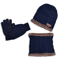 Winter Beanie Hat Scarf Gloves Set Knit 3-Piece