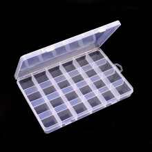 Jewelry Storage Box Clear Plastic 24 Slots with Adjustable