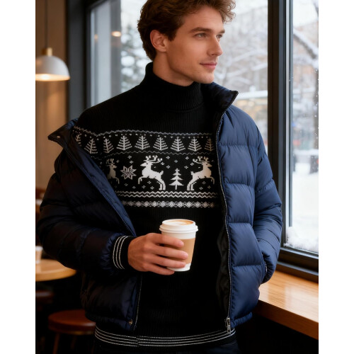 Herren Rollkragenpullover Winter Strickpullover Warm Elegant Schwarz — herrenmode slim fit, strickpullover langarm 2