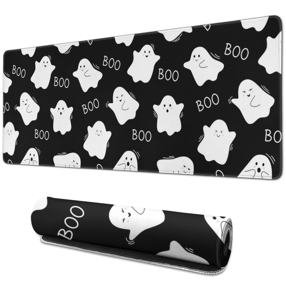 Ghost Skull Mouse Pad With Spider Webs And Pumpkins 9101399931775