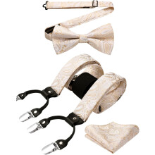 Men's Paisley Floral Suspenders Y-Back with Strong Clips