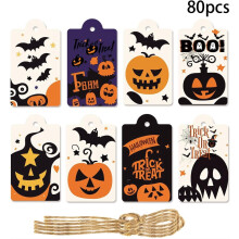 Halloween Tags with String 80 Pcs 8 Designs