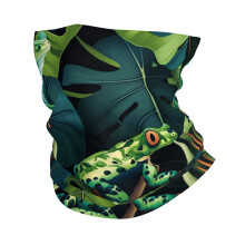 Bandana Face Mask Neck Gaiter Tropical Frogs Palm Leaf