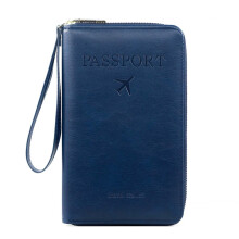 RFID Passport Wallet Slim Travel Organizer Dark Blue