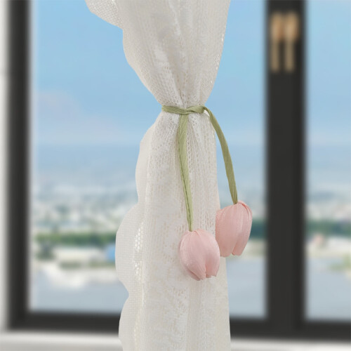 Floral Tulip Curtain Tiebacks Soft Cloth Cord