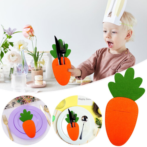 Easter Carrot Utensil Holders Spring Table Decoration