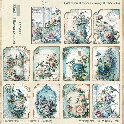 Lost Garden Art Collage Journaling Sheets 30 pcs 6 designs