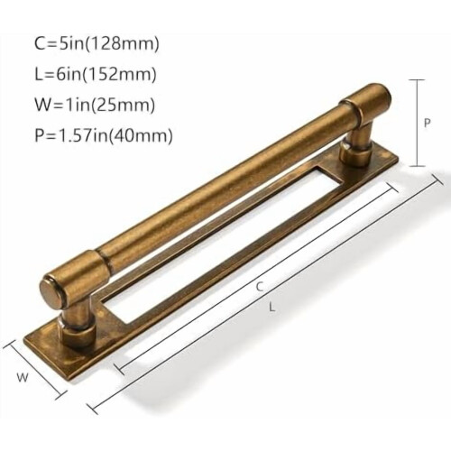 Antique Brass Cabinet Pulls with Backplate 5-Pack 1