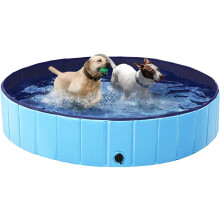 Foldable Dog Pool PVC Portable Bathtub 47.2" x 11.8" Blue