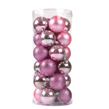 Christmas Ball Decoration Pink 30mm 24 pcs