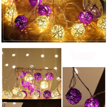 LED Rattan Ball String Lights USB Powered 20 Lights 9.84 Ft